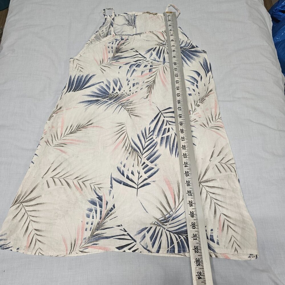 Lungo L'arno Tropical Sun Dress Women Size M White Linen - Picture 13 of 14